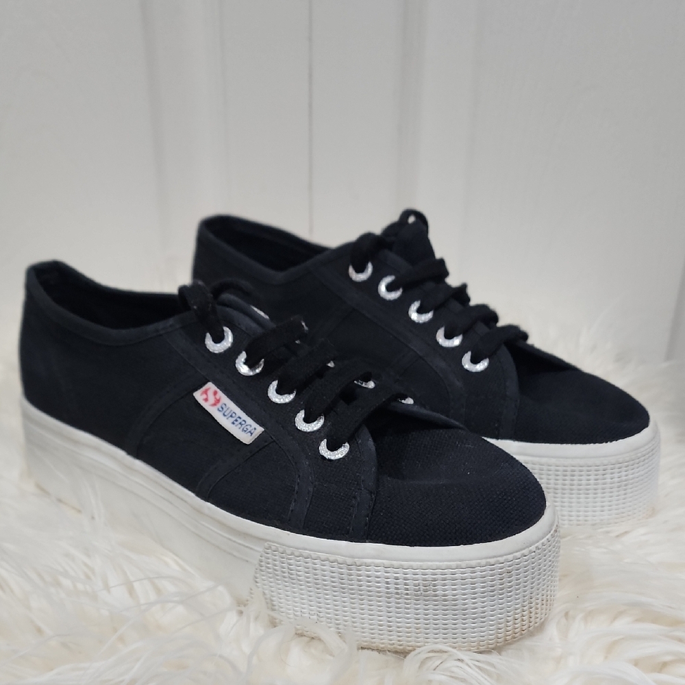 Superga Black and White Canvas Sneakers